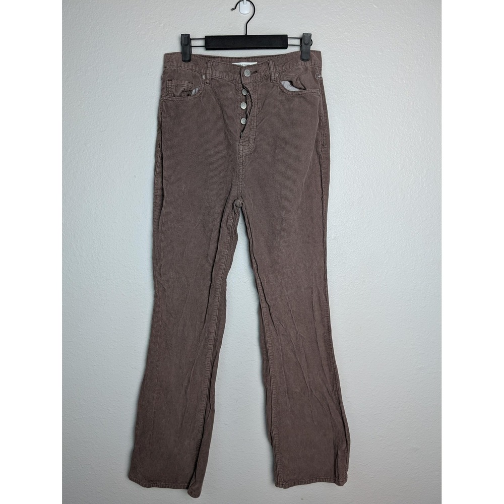 PacSun Corduroy Pants Womens 31 Brown High Rise Straight Leg Button Fly Casual